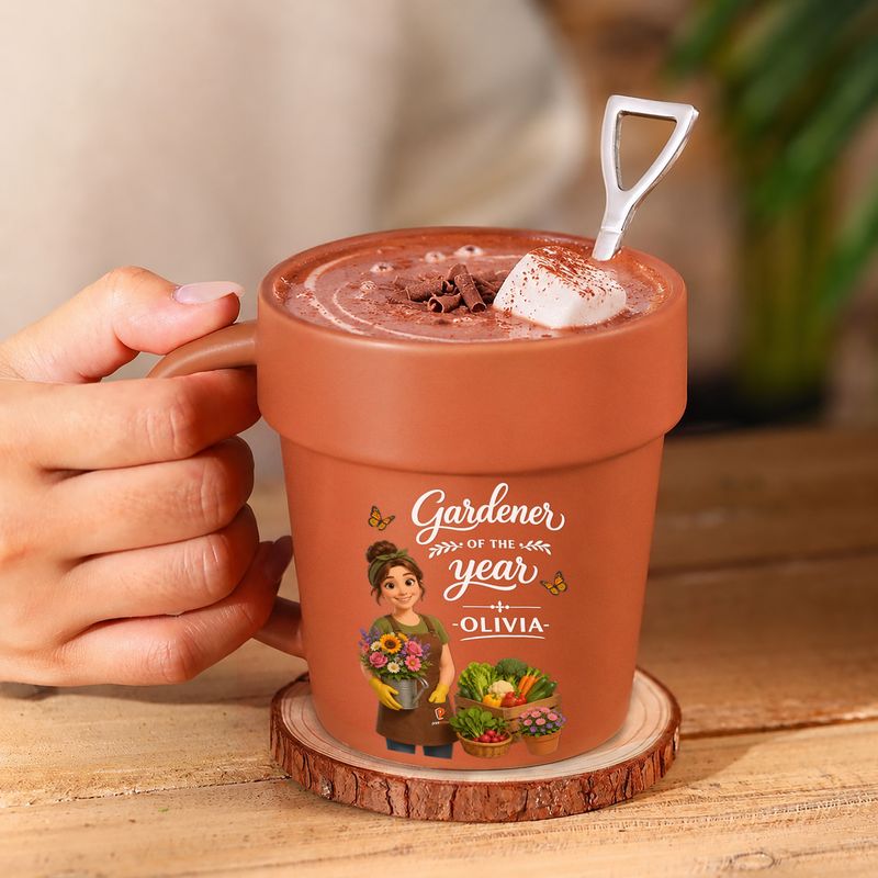 Personalized Ceramic Plant Pot Mug – Custom Gift for Plant Lovers