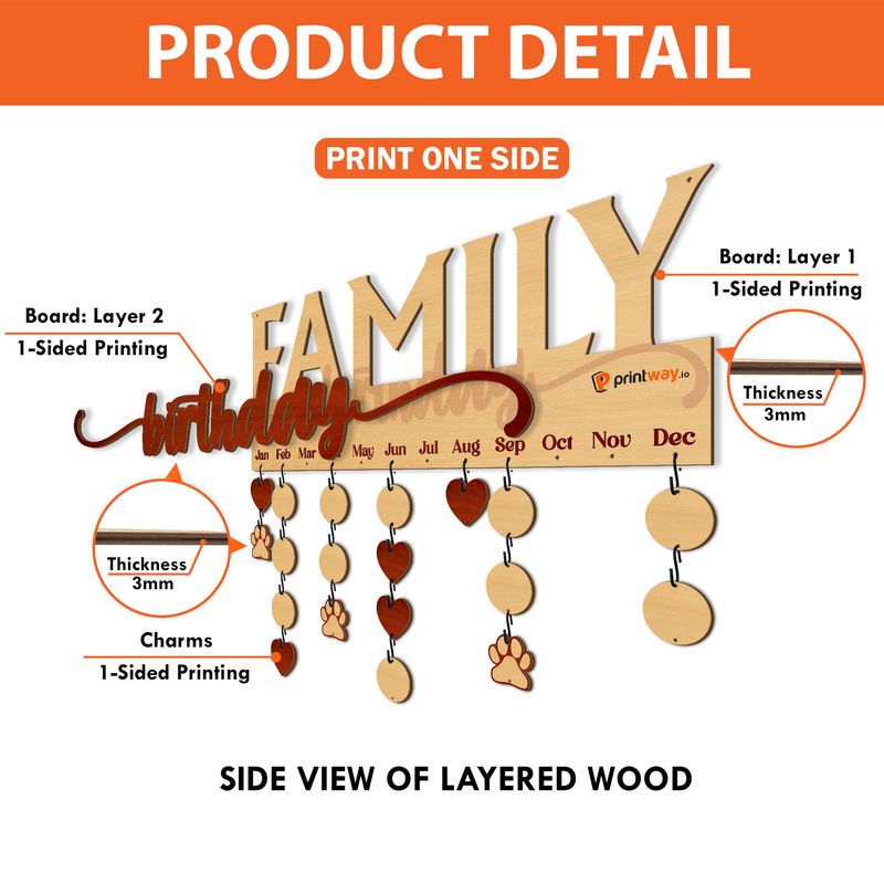 Personalized Family Celebration Board – Wooden Birthday & Anniversary Tracker