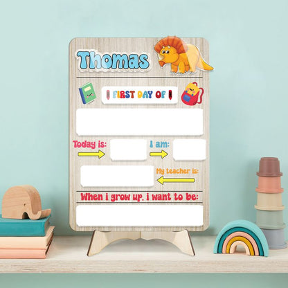 Personalized Wooden Reusable School Sign Png