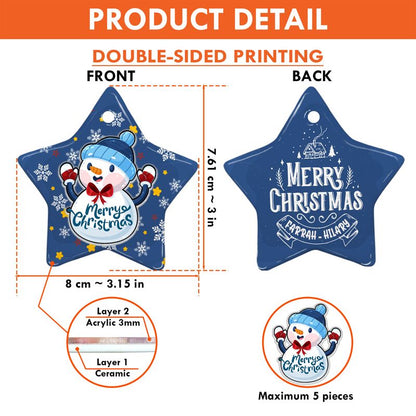 Personalized Star Ceramic Christmas Ornament With Acrylic Pieces