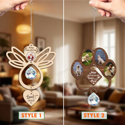 Personalized Wooden Ornament – Custom Crystal Charm Hanging Keepsake Gift