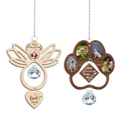 Personalized Wooden Ornament – Custom Crystal Charm Hanging Keepsake Gift
