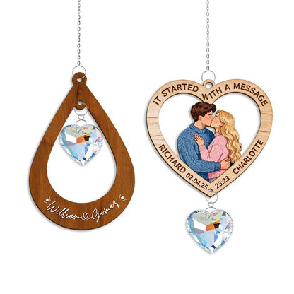 Personalized Wooden Hanging Ornament – Custom Crystal Charm Keepsake Gift
