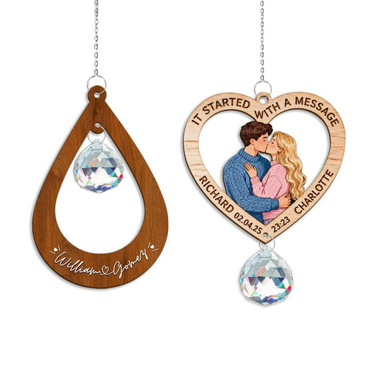 Personalized Wooden Hanging Ornament – Custom Crystal Charm Keepsake Gift