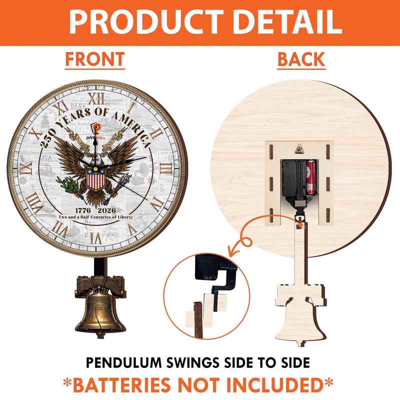 Personalized Wooden Pendulum Wall Clock – Custom Family Home Decor