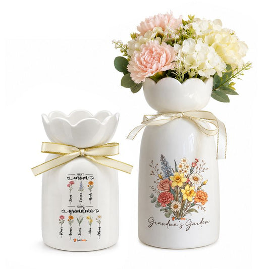 Personalized Ceramic Flower Vase – Custom Glossy Vase Home Decor Gift