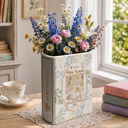 Personalized Ceramic Book Vase – Custom Flower Vase Home Decor Gift