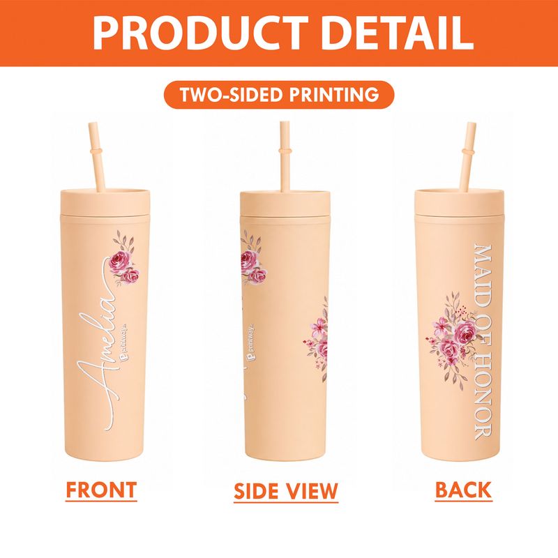 Personalized Skinny Tumbler with Straw – Custom Travel Cup Gift
