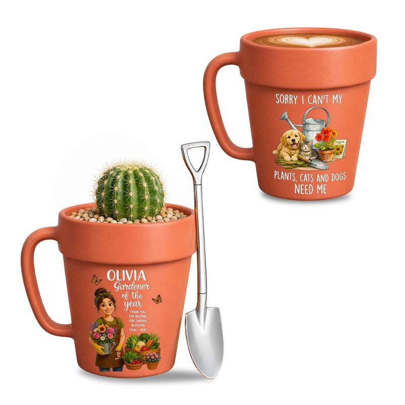 Personalized Ceramic Plant Pot Mug – Custom Gift for Plant Lovers