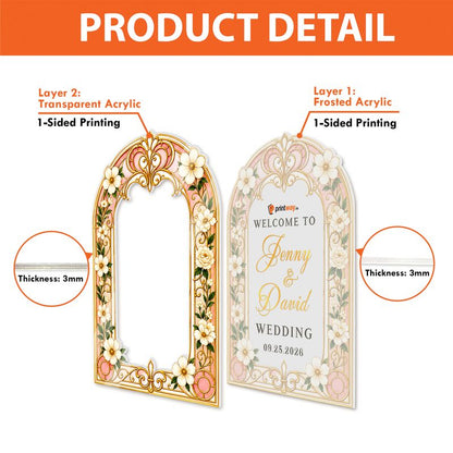 Personalized Acrylic Wedding Sign – Custom Frosted Welcome & Anniversary Decor