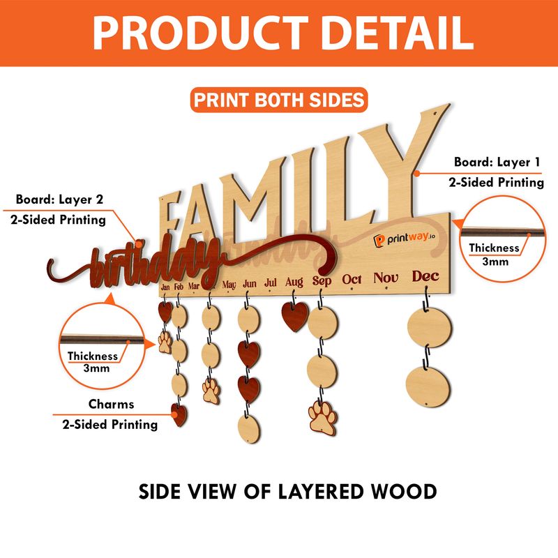 Personalized Family Celebration Board – Wooden Birthday & Anniversary Tracker